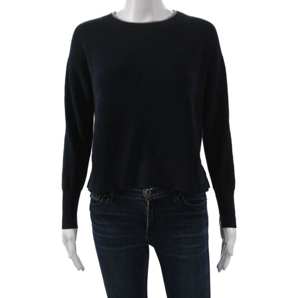 Margaret OLeary Women Pullover Sweater Blue Cotton Crew Neck Size XS